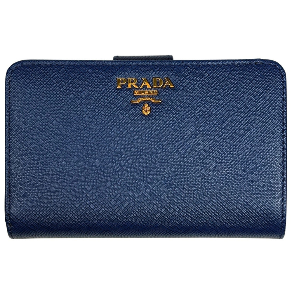 Prada bi fold wallet Saffiano leather blue
